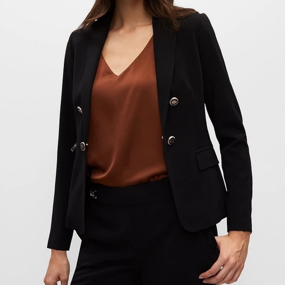 MELANIE LYNN Black Button Up Blazer Academia Nautical Preppy old money